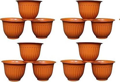 Picvel Planter Indoor Outdoor Flower Pots Plant Container Set  (Pack of 12, Plastic)