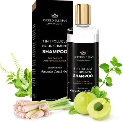 Incredible Man Keratine Shampoo with Rice water, Amla | Anti Hairfall & Anti Dandruff Shampoo