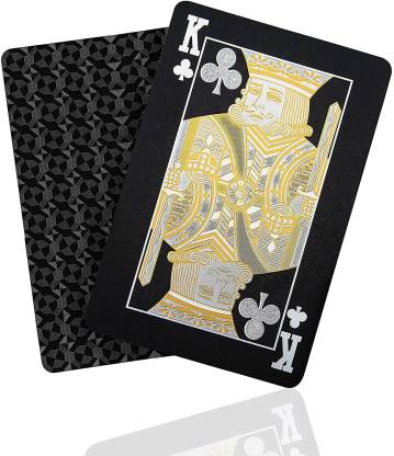 Polite Significance Continuous RIANZ Waterproof Black Playing Cards, Luxury Deck of Cards with Shiny  Diamond Pattern & HD Printing, Premium Plastic Poker Cards | Durable &  Flexible (Black-Gold-Silver) 1 Deck - Waterproof Black Playing Cards,