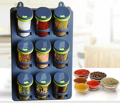 Mr Bhoot Wall Mounted Spice Rack Set of 9 Pieces, Wall ...