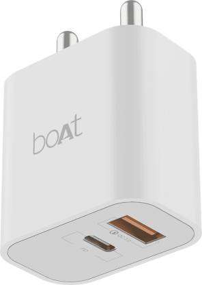 boAt 22.5W Power Charger ,Dual Port, Compatible with Vivo,Oppo,Gionee,Xiomi,Redmi,realme,infinix,POCO,iphone,Samsung,Mi devices (Quick Charge 3.0 Technology,Type C - Cable Included)