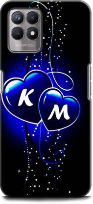 WallCraft Back Cover for Realme 8i, RMX3151 K M, K LOVES M, NAME, LETTER, ALPHABET, KM LOVE, HART, BLUE