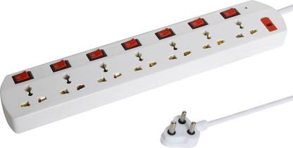 Brillar 7 Socket Extension Board With 3 MetreL Long Wire Fuse LED Indicator 7  Socket Extension Boards