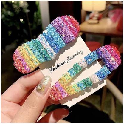 DRP Rainbow Hair Clips / Glitter tic tac Hair Clips Stylish for Baby Girls  (Pack of 02) Hair Clip Price in India - Buy DRP Rainbow Hair Clips / Glitter  tic tac