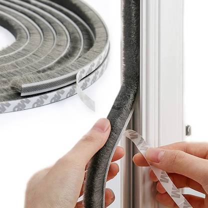 Hasthip 10 Meters Soundproof Window Sealing Strips Windproof Dustproof Door Frame Seal Self Adhesive Brush Strip Sliding Grey Mounted Stopper Soundproof Window Sealing Strips, Sliding Door Seal