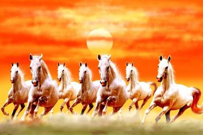 Beautiful Seven Lucky Running Horses Vastu Wallpapers for Wall Décor / Lucky  Vaastu Poster for Room Decor