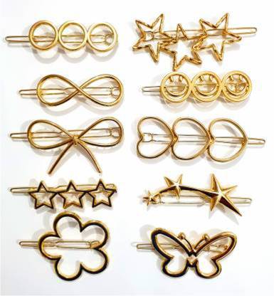 Golden hair clips pack of 10 Hair Clip Price in India - Buy Golden hair  clips pack of 10 Hair Clip online at 