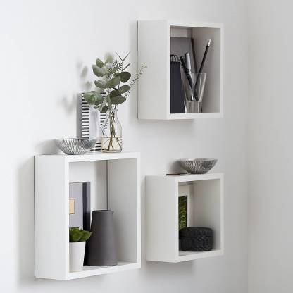 An Craft Wall Shelf Square Shape, Shallow Wall Mounted Bookcase