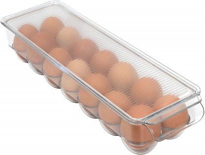 Totally Kitchen Covered Egg Holder Clear 14 Egg Tray Refrigerator Storage Container 