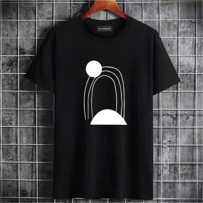 Graphic Print Men Black T-Shirt