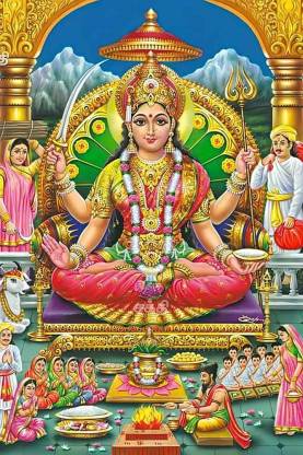 Goddess Santoshi Maa Religious Waterproof Vinyl Sticker Poster || (20 inch  X 30 inch) btcan2989-4 Fine Art Print - Religious posters in India - Buy  art, film, design, movie, music, nature and