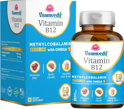 Vaamveda Methylcobalamin Vitamin B12 Supplement Tablets 1500 MCG with Folic  Acid Omega 3 Price in India - Buy Vaamveda Methylcobalamin Vitamin B12  Supplement Tablets 1500 MCG with Folic Acid Omega 3 online at Flipkart.com