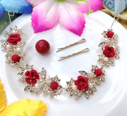 WONDERHOME Rose Petals® Hair Clip For Women Attractive Artificial Small  Rose Flower And Diamond Studded Bridal Wedding Hair Clip Accessories/Hair  Pins/Hair band/Juda/Pins for Women/Girls Hair Accessory Set Price in India  - Buy
