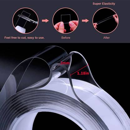 Getown Nano Double Sided Tape Heavy Duty Multipurpose Removable Traceless Mounting Adhesive Tape For Walls Washable Reusable Strong Sticky Strips Grip Tape 3 M Double Sided Tape Price In India Buy Getown