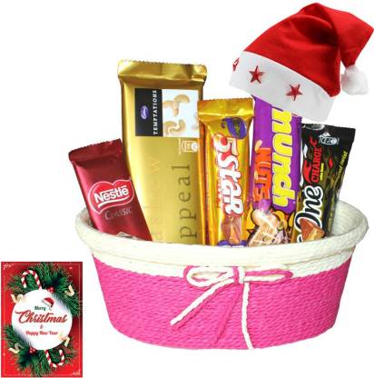 SurpriseForU All Time Favourite Chocolates With Beautiful Tie Basket | Christmas Chocolate Gift Hamper | New Year Chocolate Gift | Chocolate Gift | Christmas Gift | Chocolate Gift Hamper Combo