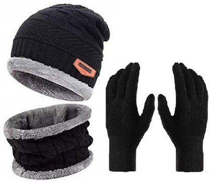 Black hat scarf and gloves set clearance