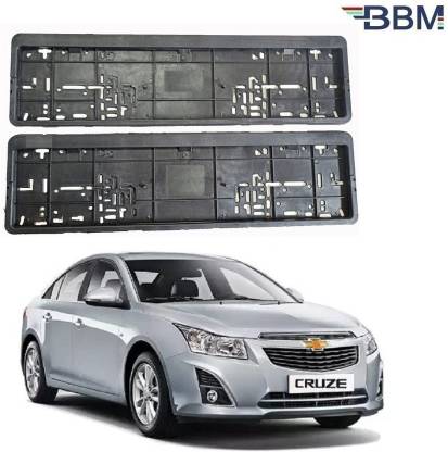 BBM Car Number Plate Plastic Frame Front & Back Side Holder Protector Universal Set of 2 Black Colour Compatible with Chevrolet Cruze Car Number Plate