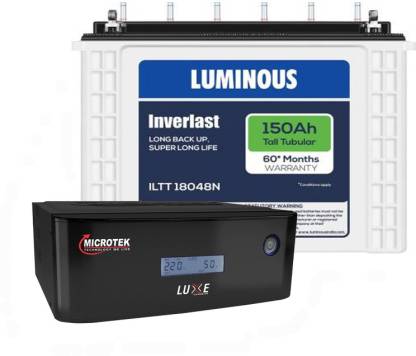 LUMINOUS ILTT18048N+MICROTEK UPS LUXE SW 1400 Tubular Inverter Battery