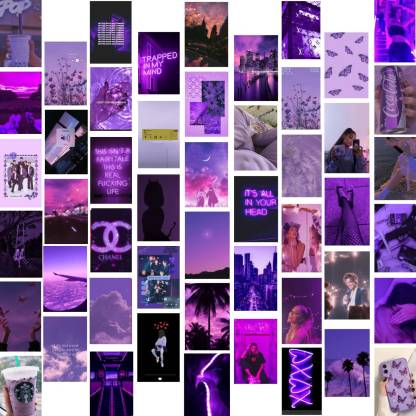 Aesthetic Wall Collage Kit || 60pcs (4×6inchs) Dark Purple Aesthetic ...
