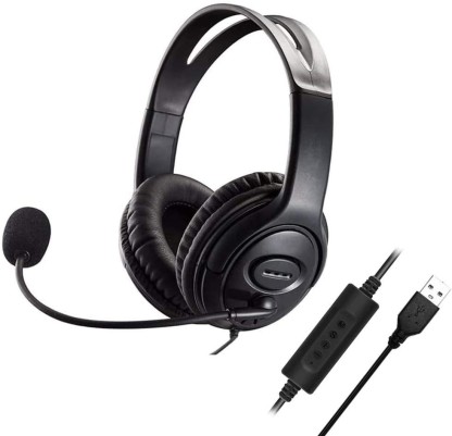 Sliver-schwarz BIYI Computer-Headset mit Mikrofon Noise Cancelling Leichte PC-Headset Kabelgebundene Kopfhörer für Skype Webinar Business Phone 