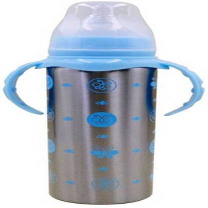 BABIQUE Baby Feeding Bottle in Stainless Steel with Thermal Insulation 4 months - 2 years - 180 ml (Blue) - 180 ml