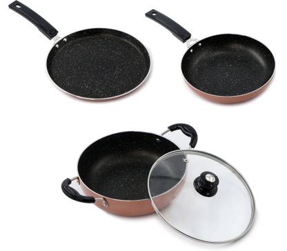 Flipkart SmartBuy Induction Bottom Non-Stick Coated Cookware Set  (Aluminium, 3 – Piece)