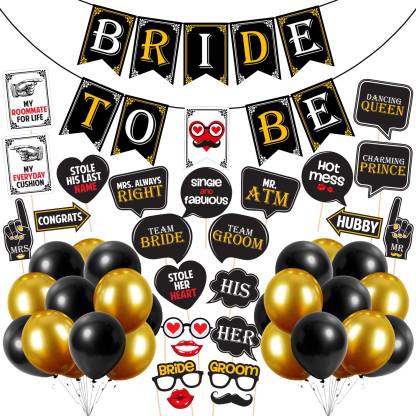 ZYOZI Bachelorette Party Decorations and Supplies - Bachlorette Party Kit for Bridal Shower Decorations or Engagement Party- Include Bride to Be Banner, Photo Booth Props and Balloon (pack of 50)