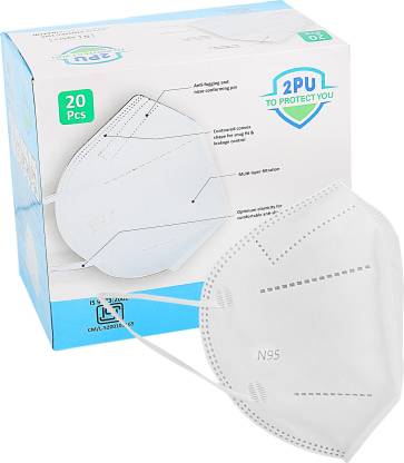 2PU BIS Certified FFP2 breathable Face mask with 5 layer filteration, protect from anti-pollution, dust particle, viruses and filter bacteria N95 Face Mask with Earloop Reusable