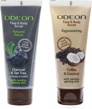 Odeon Charcoal Tea Tree Face And Body Scrub 100ml Coffee Coconut Face And Body Scrub 100ml Scrub Price In India Buy Odeon Charcoal Tea Tree Face And Body