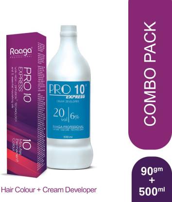 RAAGA PROFESSIONAL Pro 10 Permanent Hair Color & Cream Developer | 20 Vol |  500 ML & 90 GM , Black 1 - Price in India, Buy RAAGA PROFESSIONAL Pro 10  Permanent