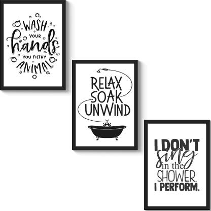 Gs Decor Set Of 3 Funny Typography Bathroom Wall Painting Home Items - Funny Home Decor Items