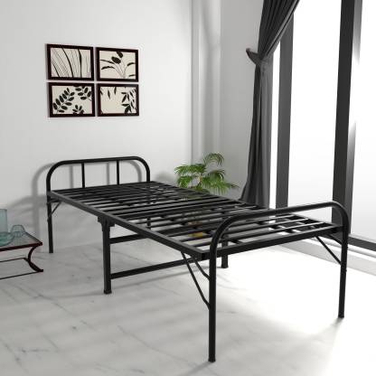 Honeytouch Folding Metal Single Bed, Black Cast Iron King Size Bed Frame