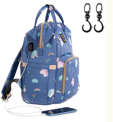 USB - Unicorn Blue + Hooks Diaper Bag 