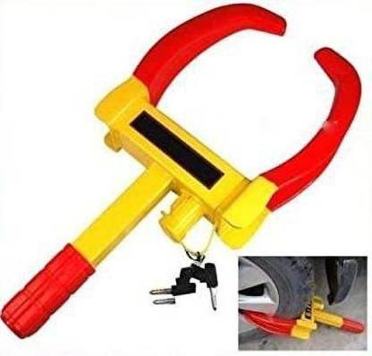 Max In Tyer Lock- Hi Tech Trending, 202 Heavy Duty Protective Anti-Theft Car Wheel Tyre Lock Clamp Security - Tire Clamp with Two Keys (Red & Yellow) for Polo Cross Wheel Lock