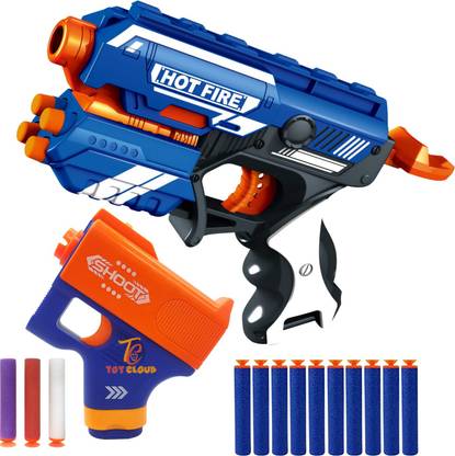 Toy Cloud Combo Of 1 Mini Soft Blaster Toy Gun (3 Soft Dart Bullets) With 1  Hot Fire Manual Soft Blaster Gun Toy (10 Soft Dart Bullets) Guns & Darts -  Combo