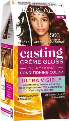 L'Oréal Paris Casting Creme Gloss Ultra Visible Hair Color with No Ammonia,  Cherry Burgundy 566, 100g + 60ml , 566 Cherry Burgundy - Price in India,  Buy L'Oréal Paris Casting Creme Gloss