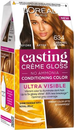 L'Oréal Paris Casting Creme Gloss Ultra Visible Hair Color with No Ammonia, Caramel  Brown 634, 100g + 60ml , 634 Caramel Brown - Price in India, Buy L'Oréal  Paris Casting Creme Gloss