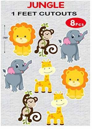 The Party Shoppy Jungle Animals 1ft Cardstock Cutouts for Happy Birthday  Decorations - 8Pcs Cardboard Cut-outs Price in India - Buy The Party Shoppy  Jungle Animals 1ft Cardstock Cutouts for Happy Birthday