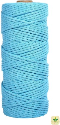 4 Strand Twisted Macrame Yarn Natural Cotton Cord Perfect Macrame Supplies for Macrame Plant Hangers DIY Crafts 3mm*109Yards, Green Macrame Colored Macrame Cotton Cord 