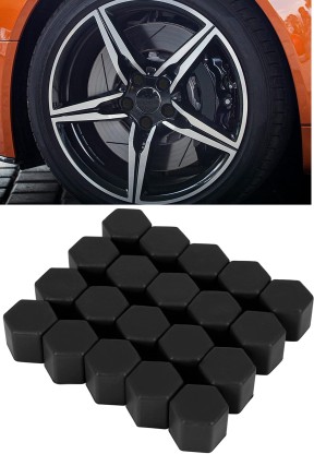 X AUTOHAUX 20pcs 17mm Universal Black Plastic Car Wheel Nut Lug Hub Screw Rim Bolt Covers Dust Protection Caps with Removal Tool Clip 