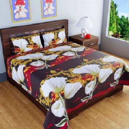 CECARO 160 TC Polycotton Double Floral Flat Bedsheet