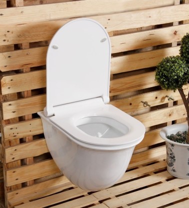 KLARA Toilet WC Back to Wall Cloakroom Ceramic White Rimless Soft Close Seat 