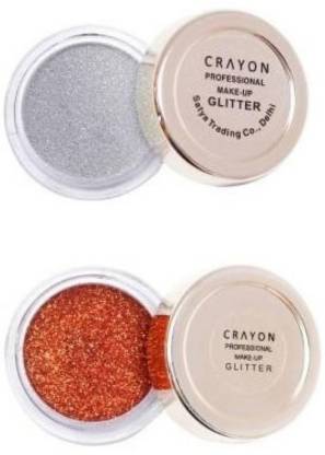crayon silver eye glitter (silver) & orange glitter (orange)