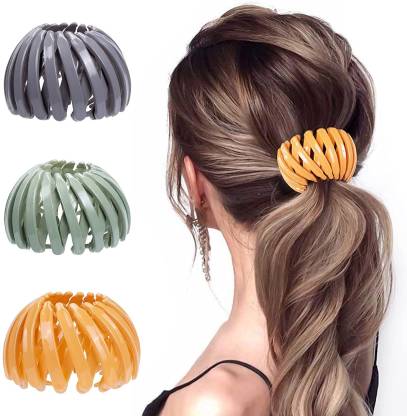 Nyamah sales 3 PCS Round Plastic Ball Bun Birds Nest Shape Hair Clip  Ponytail Holder Hair Claw Accessories for Women and Girls Hair Styling  Clips Random Color Hair Claw Price in India -