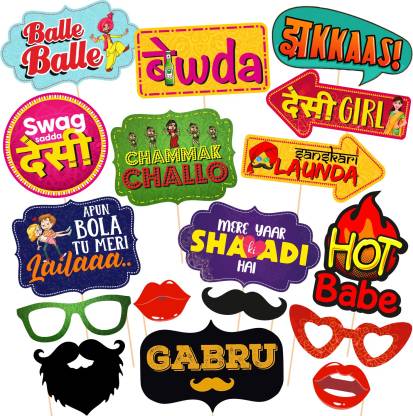 ZYOZI 17 Pack Wedding Photo Booth Props - Funny, Bridal Party Photo Props,  Selfie Props, Fun Prop Kit, Assorted Designs Photo Booth Board Price in  India - Buy ZYOZI 17 Pack Wedding