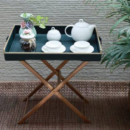 casagold Foldable Leather Tray Table with Metal Stand and ...