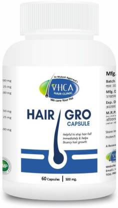 VHCA hair growth capsules| Hair Growth Medicine |Bhringraj , Jatamansi ,  Trifla , Mulethi , Anant Mool , Palaash Beej 1 x 60 Capsules | 500 mg |  Pack of 1 Price