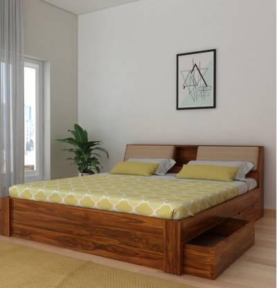 Ganpati Arts Solid Wood King Bed, Solid Wood King Bed Headboard