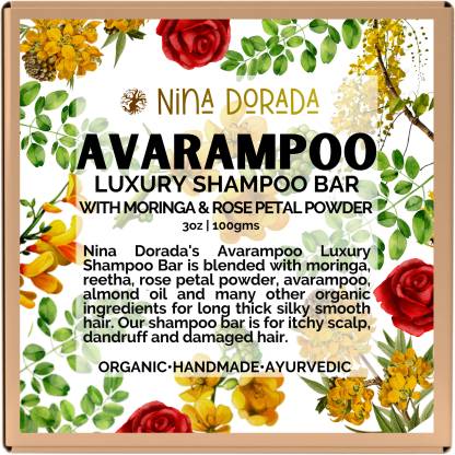 nina dorada Avarampoo shampoo Bar with Moringa and Rose Petal Powder for  Hair Fall control , Itchy Scalp and Spilt Ends | Paraben and SLS Free Men  and Women |125gms - Price