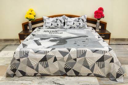 PepperFlame India 280 TC Cotton King Printed Flat Bedsheet